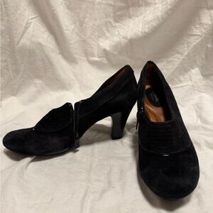 Clarks Black Suede Heels